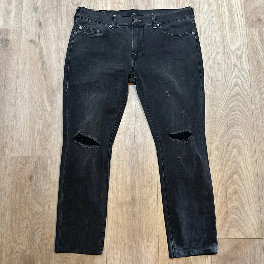 True Religion Jeans Rocco Skinny‎ Mens 38x29 Grey Roasting Wash. Distressed EUC